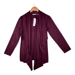 Soft Surroundings Shape Drape Faux Suede Jacket in Purple Wine Women's Small